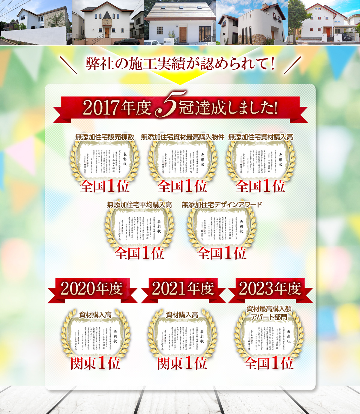 弊社の施工実績が認められて！ 2017年度5冠達成しました！