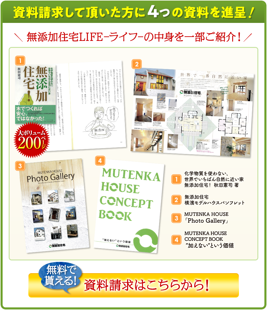 資料請求して頂いた方に4つの資料を進呈！！
