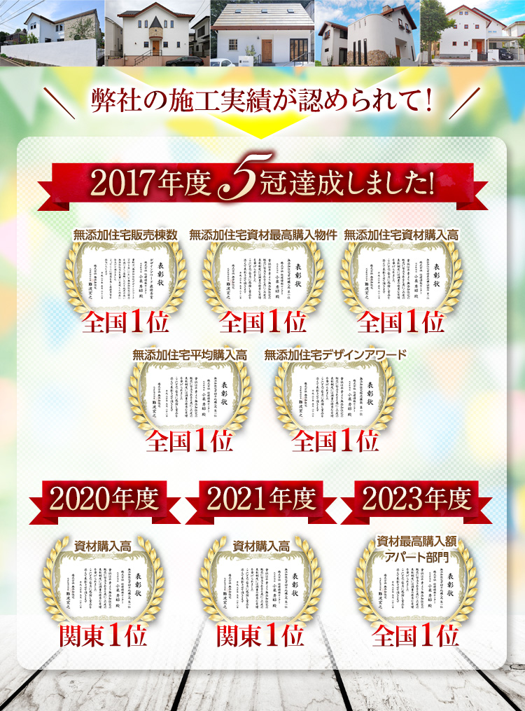 弊社の施工実績が認められて！ 2017年度5冠達成しました！